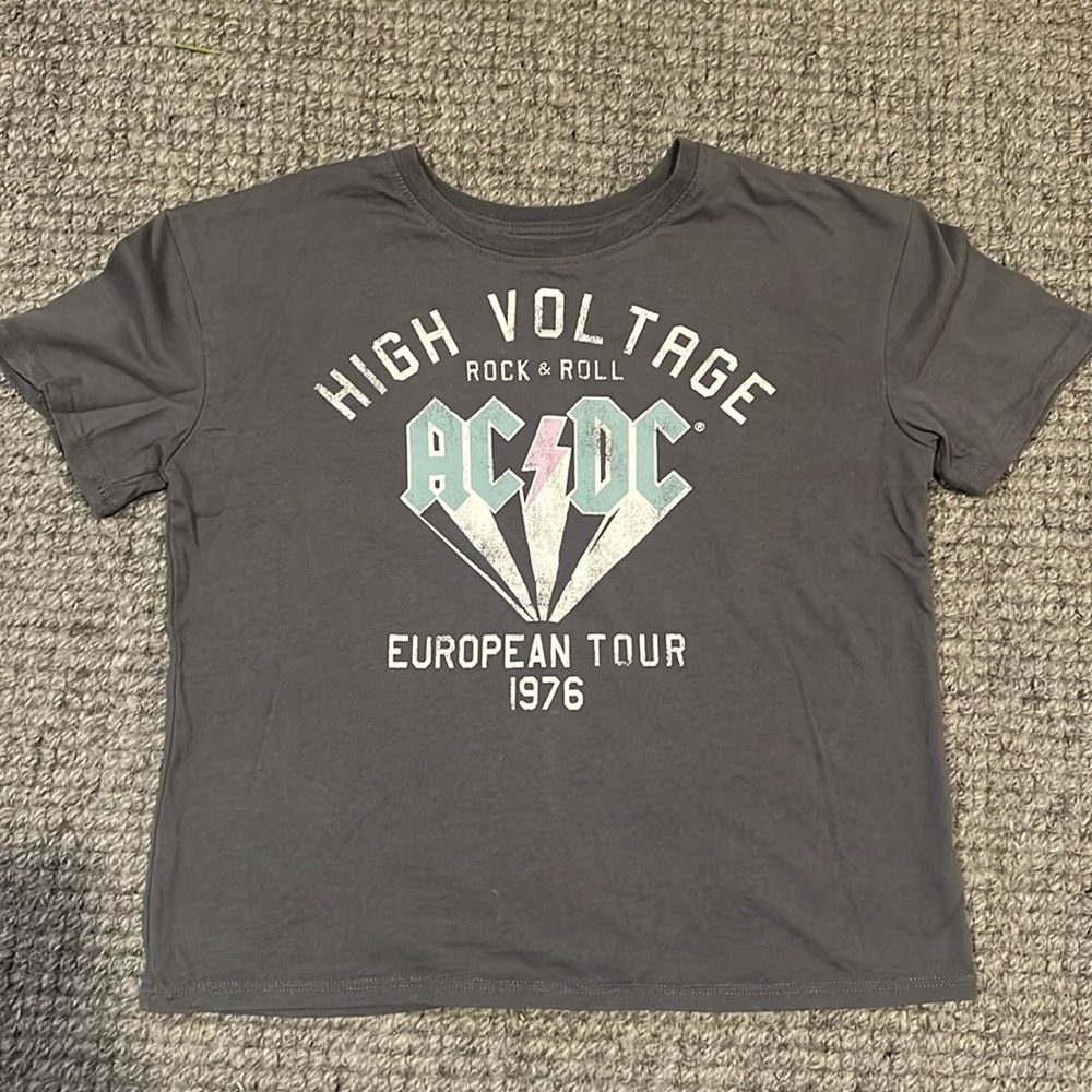 Girls ACDC T-Shirt Size Medium 7/8- Gray